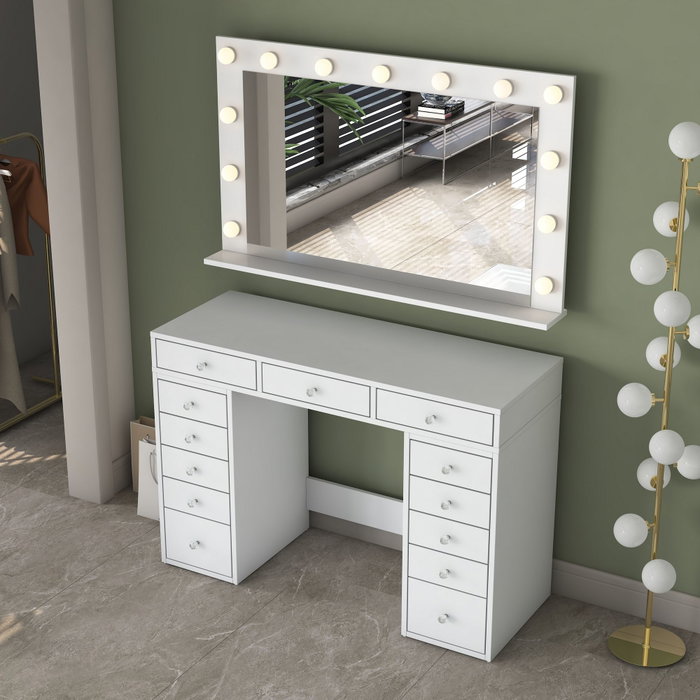 Hanah Home Mesa de Maquillaje con Espejo LED Blanco Hanah Home Mesa de Maquillaje con Espejo LED Blanco